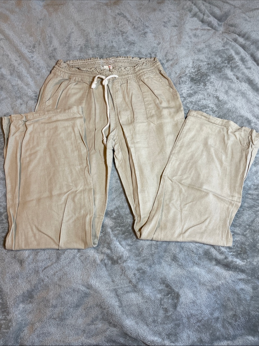 April Kiss Natural Linen Blend Drawstring Pants